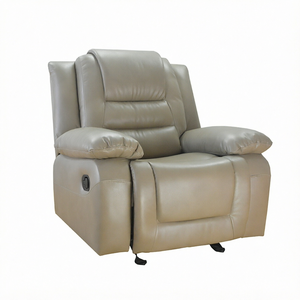 Juego de Sofás Reclinables Manuales Modulares Modernos HOMERS con Masaje, Cuero Genuino, Estructura de Madera, Tres Asientos, Mesa Deslizante Reclinable - Product Image 1