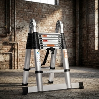 Échelle télescopique en aluminium double face - Conception moderne pliable et portable pour usage industriel, domestique, entrepôt, extérieur