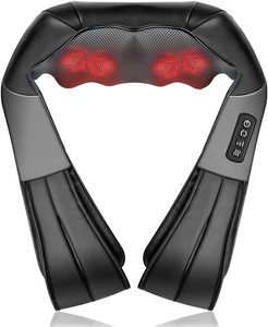 Leercon Appareil de massage électrique Shiatsu pour les soins corporels avec chaleur et vibration pour le dos, le cou et les épaules, oreiller et soins infirmiers, amincissants - Product Image 1
