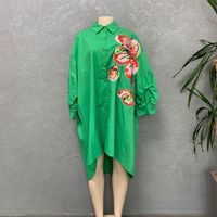 Robe chemise décontractée pour femme, grande taille, à manches courtes, en mousseline de soie et dentelle, ornée de cristaux, boutonnée, coupe ample, mini, unie, printemps-été