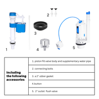 Kit de réparation universel JIELIN pour réservoir de toilettes à double chasse, valve d'admission d'eau réglable, économie d'eau écologique pour la plupart des toilettes standard