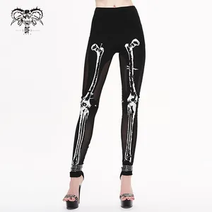 PT036 Devil Mode Alltag sexy Frauen schwarz Punk Schädel gedruckt Baumwolle dehnbare Leggings