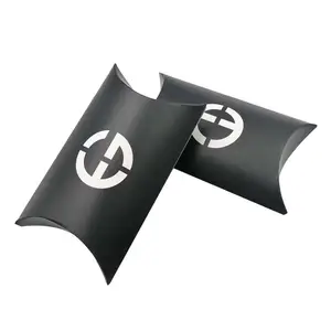 Kleine Opvouwbare Zwarte Kartonnen Papieren Kussenverpakking Custom Logo Kussen Geschenkdoos