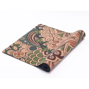 Print Label Natural Rubber Durable Cork Yoga Mat Non Slip Pilates Fitness Cork Yoga Mats