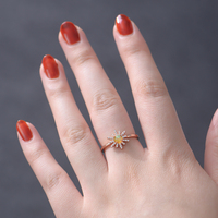Anneaux pour femmes en argent sterling 925 plaqué or rose avec zircon CZ opale tournesol inspirés de l'usine certifiée FuLsun