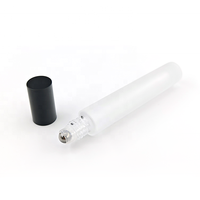 Flacon de parfum rond transparent de 10 ml avec applicateur à bille, fond épais, en verre dépoli, pour huiles essentielles, avec bouchon à vis