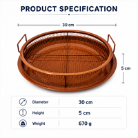 Ensemble de paniers de cuisson ronds en fer, durable, avec poignées, pour four, grill, barbecue et cuisine, avec fonction de récupération des graisses