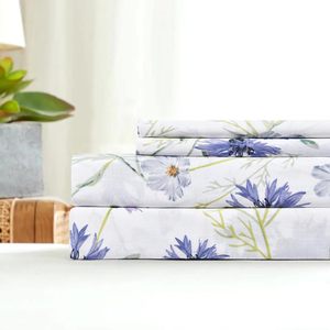 100% cotton kỹ thuật số phản ứng in tờ thiết lập sang trọng hoa in Đặt cược tờ đặt tấm Ga Trải Giường Bông thiết lập in màu tím - Product Image 4