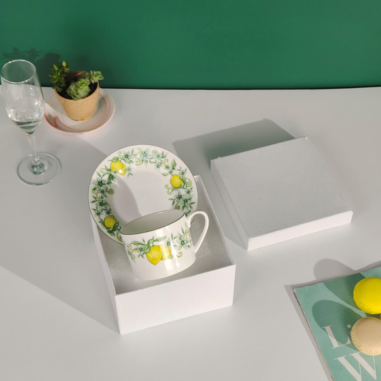 yellow-cup and saucer