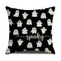 Housse de coussin YINUAN Halloween motif fantôme et chauve-souris rayé noir et blanc, taie d'oreiller décorative effrayante
