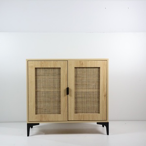 Armoire de rangement en bois à <span class=keywords><strong>2</strong></span> <span class=keywords><strong>portes</strong></span> en rotin moderne, <span class=keywords><strong>buffet</strong></span> de style bohème pour salon et chambre - Product Image 1