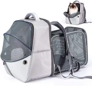 Zaino per trasportino per animali domestici zaino per cani in rete traspirante espandibile borsa per zaino pieghevole per gatti