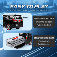 Circuit de Voiture Transformable 2-en-1 MPV avec Lumières et Sons, Mini Voitures en Alliage, Lanceur à Catapulte, Véhicule Inertiel pour Enfants