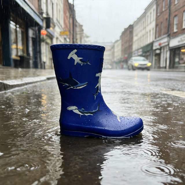 Children's Waterproof Non-Slip Mid-Calf Rain Boots with Rubber Upper and Cotton Fabric Lining Lighted Quick Dry Disposable
