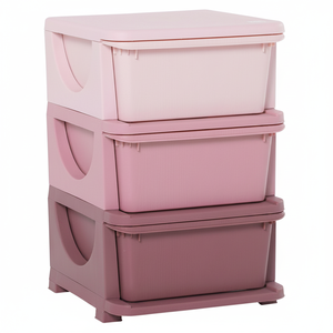 Commode de rangement rose à 3 niveaux efficace, organisateur de jouets pour enfants et coffre pour chambre à coucher, salle de jeux, salon, modèle AL1180 - Product Image 2
