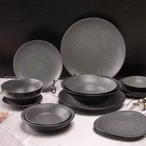 Châu Âu dao kéo 7-Piece phẳng tấm mì Bát salad Bát mới lạ sang trọng gốm bộ đồ ăn