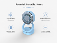 Mini ventilateur rechargeable, 3 vitesses de vent, autonomie de 600 minutes, finition électro-plaquée, ventilateur de bureau portable pour la maison, le bureau et les voyages