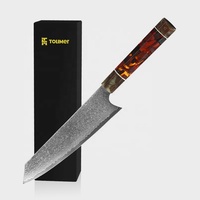 Couteau de chef Santoku chinois de haute qualité, 8 pouces, en acier Damas, avec manche fluorescent en résine et bois