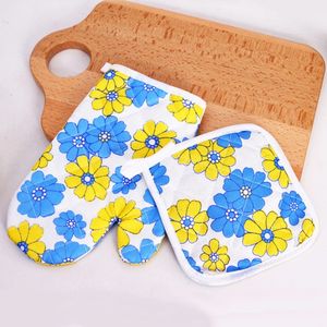 Cocina Algodón Resistente al calor <span class=keywords><strong>Manoplas</strong></span> <span class=keywords><strong>de</strong></span> cocina Horno Cocina Patrón impreso <span class=keywords><strong>Manoplas</strong></span> para el hogar - Product Image 2