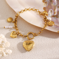 Dreamidea Bracelet en plaqué or 18K fait main pour femme, coquillage, hippocampe, breloques en acier inoxydable, accessoires de plage inspirés de l'océan