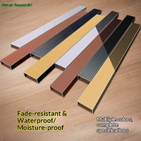 Trim U-Channel Baja Anti Karat Hitam dengan Strip Titanium-Emas untuk Panel Langit-langit/Dinding, Lis Pinggir U-Shape, Strip Pembatas Mewah