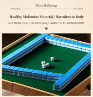 Kit de Mahjong en Mélamine Populaire et Durable, Équipé d'une Table Pliante en Bois Massif pour Jeu de Loisirs en Extérieur et en Voyage