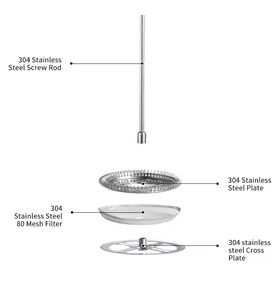 صانع قهوة فرنسي كلاسيكي التصميم، وعاء ضغط للقهوة لعشاق القهوة المحترفين والهواة الباحثين عن الطعم الأصيل - Product Image 3
