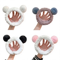 Serre-tête en tissu peluche pour femme, motif oreilles de panda mignonnes, idéal pour l'hiver, mariage ou maquillage, vente en gros