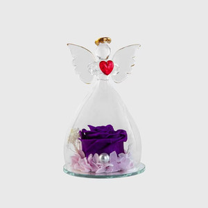 Decorazione conservata <span class=keywords><strong>fiore</strong></span> <span class=keywords><strong>angelo</strong></span> vera rosa regalo fatto a mano <span class=keywords><strong>fiore</strong></span> eterno rosa di lunga durata In cupola di vetro - Product Image 5