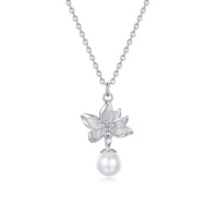 Collier en argent sterling 925 avec fleur de magnolia pour femme et fille, nouveau design, style 925, imitation perle, cadeaux pour petite amie