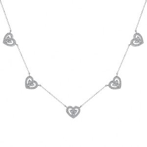 Collar con Colgante de Plata S925 con Cinco Corazones Huecos y Circonita 5A de Dylam Glistening, Joyería Fina de Moda para Mujer - Product Image 1