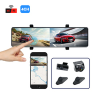 4CH AHD 1080P Miroir Dashcam Parking Moniteur Enregistrement en boucle 11.26 Pouces Rétroviseur Caméra Dash Cam