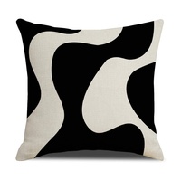 Housse de coussin décorative géométrique en lin noir et beige, style bohème abstrait, pour salon, canapé, bureau, repos