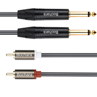 Câble audio professionnel blindé tressé Bochara 2RCA vers 2x6,35 mm double 1/4 pouce TS OFC