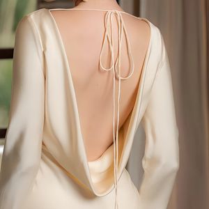 <span class=keywords><strong>Robe</strong></span> de soirée de luxe en satin de <span class=keywords><strong>soie</strong></span> sans dos pour femmes, <span class=keywords><strong>robe</strong></span> de cérémonie tendance, <span class=keywords><strong>robe</strong></span> décontractée de Dubaï, vestido - Product Image 5