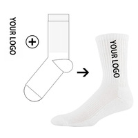 Chaussettes unisexes blanches en coton pour adultes, personnalisables avec logo brodé, pour le sport