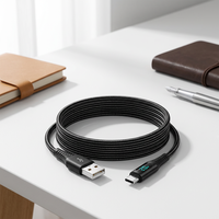 Câble de charge rapide USB C avec affichage LED 6A PD, gaine en PVC pour téléphone, appareil photo, câble de données Type C