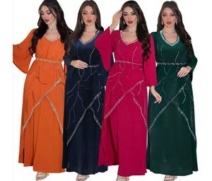 Abaya musulmane à paillettes pour femmes, vêtements islamiques en patchwork, robes maxi en <span class=keywords><strong>jellaba</strong></span> marocaine, robe abaya pour femmes musulmanes africaines du Moyen-Orient - Product Image 1