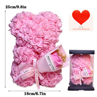 Ge conserveerde eeuwige roos teddybeer bloemenboeket cadeaudoos, Valentijnsdag verjaardag creatieve romantische verrassing groothandel
