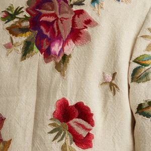 Manteau en mélange de lin pour femme, broderie florale, collection automne 2023, grandes tailles, veste courte tissée, col rond standard, décontractée, livraison en 7 jours - Product Image 6