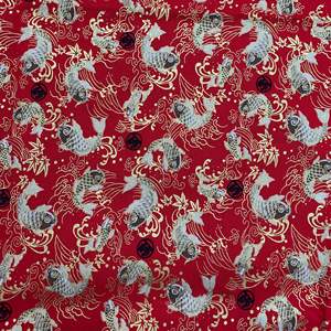 Bán Buôn Vải Cotton Dập Kim Loại Cá Vàng Sang Trọng Nhật Bản KImono Cho Kỳ Nghỉ Jumpsuit Bảng Vải Giường Áo Sơ Mi - Product Image 3