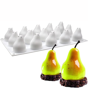 Moule en silicone jetable de qualité alimentaire en forme de poire <span class=keywords><strong>3D</strong></span>, petites et moyennes tailles, outils de décoration pour gâteaux, desserts et glaces pour pâtissiers - Product Image 2