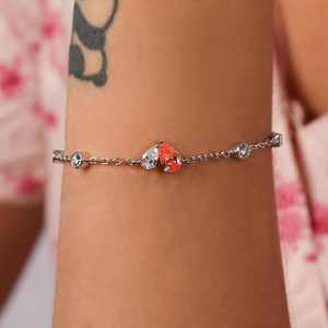 Moissanite Pear Cut Chain Link Bracelet 925 Sterling Silver Plated Unisex Trendy Fashion Jewelry Elegant Gift for <b>Men</b> Women - Product Image 2