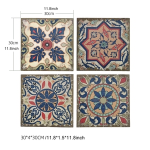 Juego de 4 Decoraciones de Pared de Madera Cuadradas Rústicas Vintage para la Sala de Estar del Hogar - Product Image 4