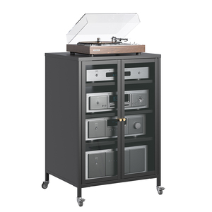 Aparador Moderno Ecológico de Acero y Vidrio con Puerta de Panel Plano, 1 Cajón y 4 Estantes para Sala de Estar o Cocina, BIZOE BZ0084 - Product Image 1