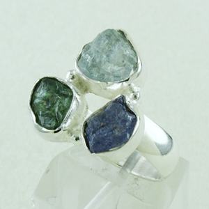 Anillo de Plata de Ley 925, joyería de momento especial con tanzanita, Ágata verde, aguamarina, mayorista directo - Product Image 2