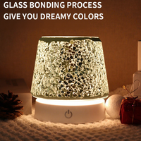 Lampe de nuit rétractable de luxe abordable avec contrôle tactile BSCI FAMA, abat-jour en mosaïque argentée, LED décorative pour chevet, cadeau
