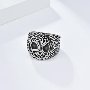 BASQUESUN Factory, venta al por mayor, stock personalizado, suministro de vida para hombres, hojas vikingas, anillo de sello de dedo oscilante Retro - Product Image 4