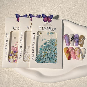 热销彩色树脂五瓣美甲饰品3D小花指甲珍珠钢球指甲装饰配件 - Product Image 5