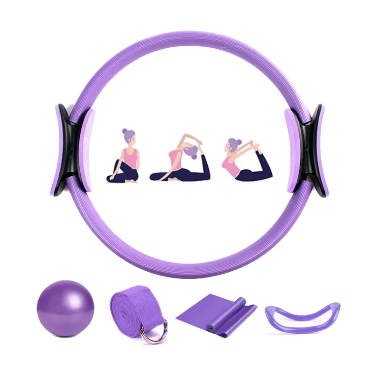 5pcs yoga circle elastic belt yoga ring pilates ball training suits set